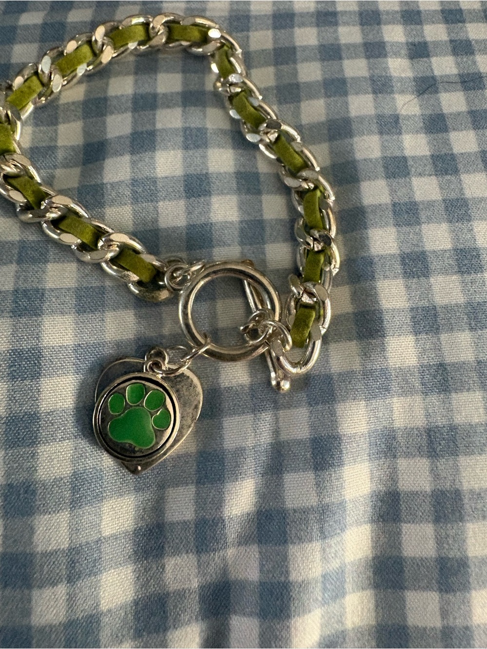 Green Paw Heart Charm bracelet
